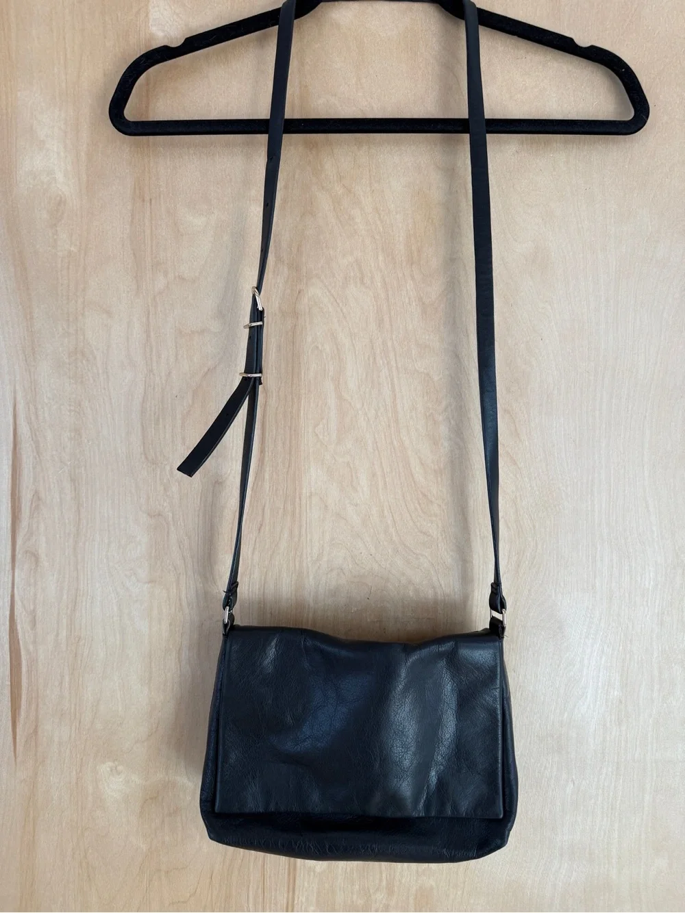 COS Black Supple Leather Minimalist Crossbody / Shoulder Bag